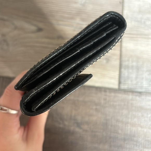 Coach Signature C Brown Canvas Leather Trim Credit Card Bifold Long Wallet - Picture 6 of 10